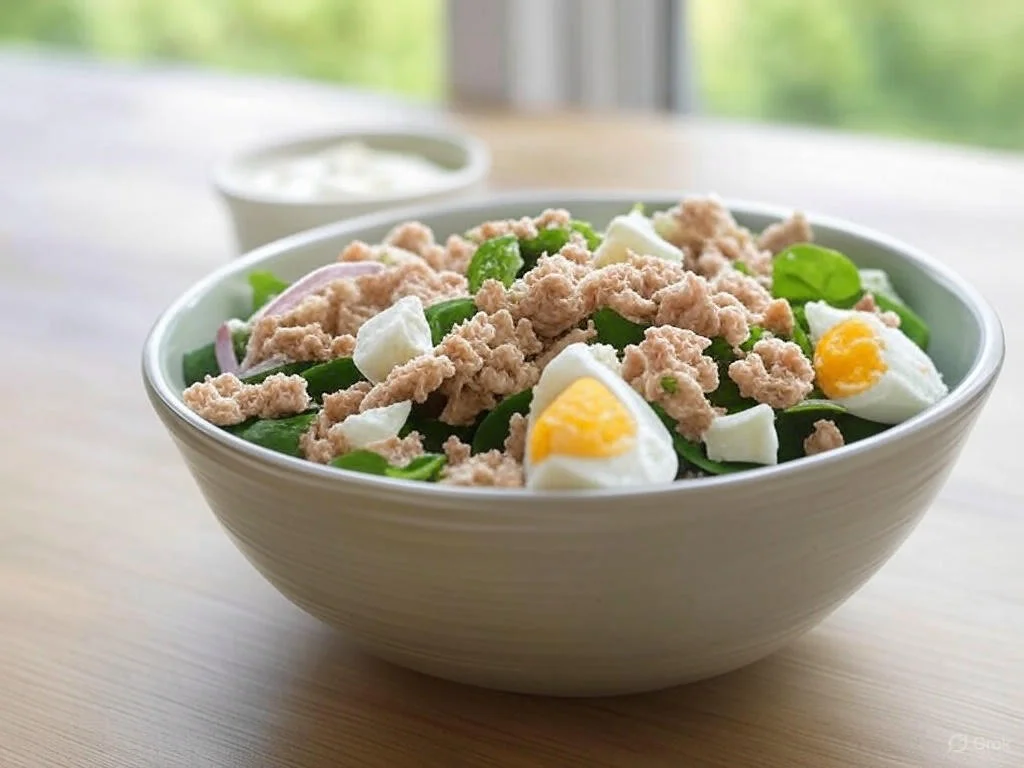 Tuna and Egg Salad with Spinach